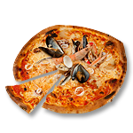 Tomato, cheese, olives, oregano, squid, mussels, prawns, anchovies