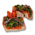 Fresh tomato,basil, garlic, olive oil, on toasted bread